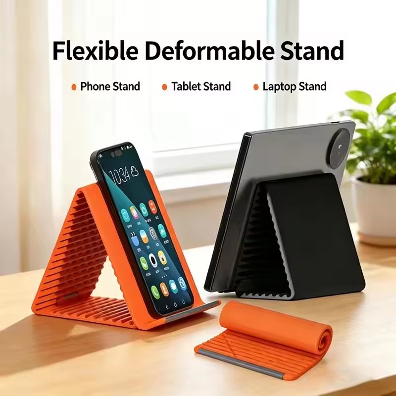Desk Phone Stand - 휴대용 실리콘 폰/태블릿/노트북 거치대, 창의적인 접이식