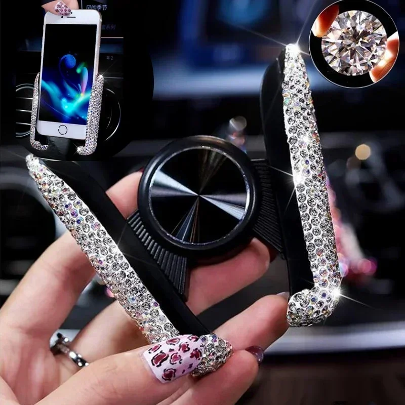새로운 자동차 휴대폰 거치대 다이아몬드 크리스탈 차량  - Phone Accessories Android 리뷰 및 가격
