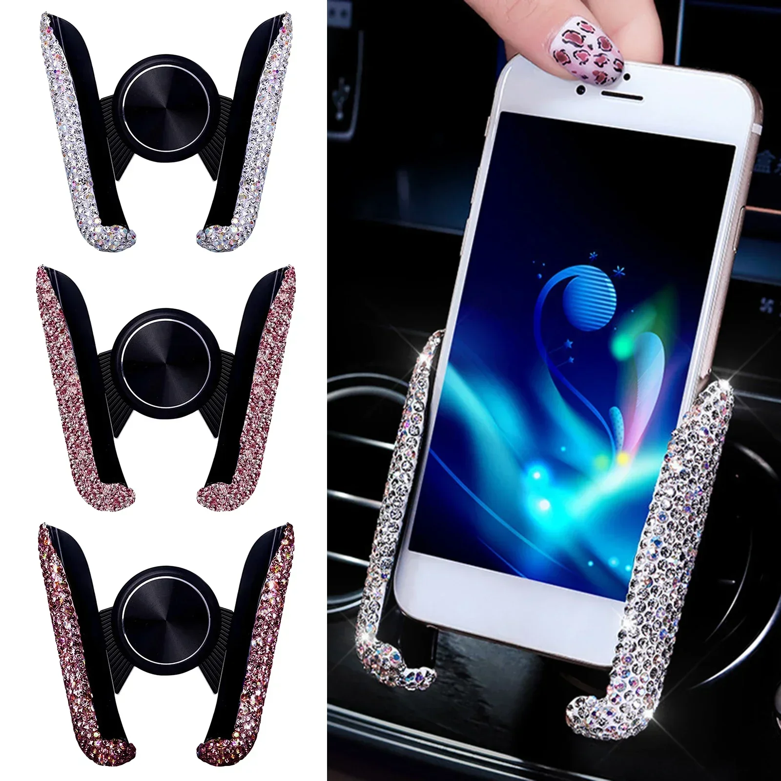 새로운 자동차 휴대폰 거치대 다이아몬드 크리스탈 차량  - Phone Accessories Android 리뷰 및 가격