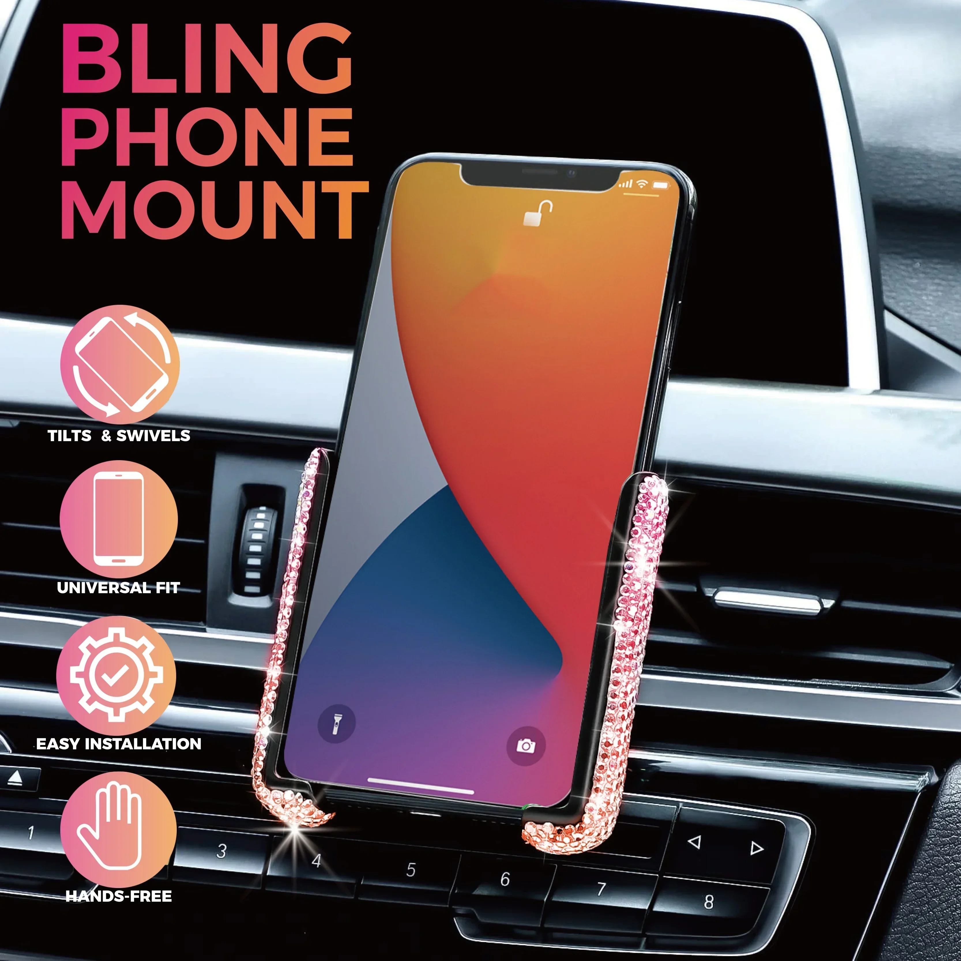 새로운 자동차 휴대폰 거치대 다이아몬드 크리스탈 차량  - Phone Accessories Android 리뷰 및 가격
