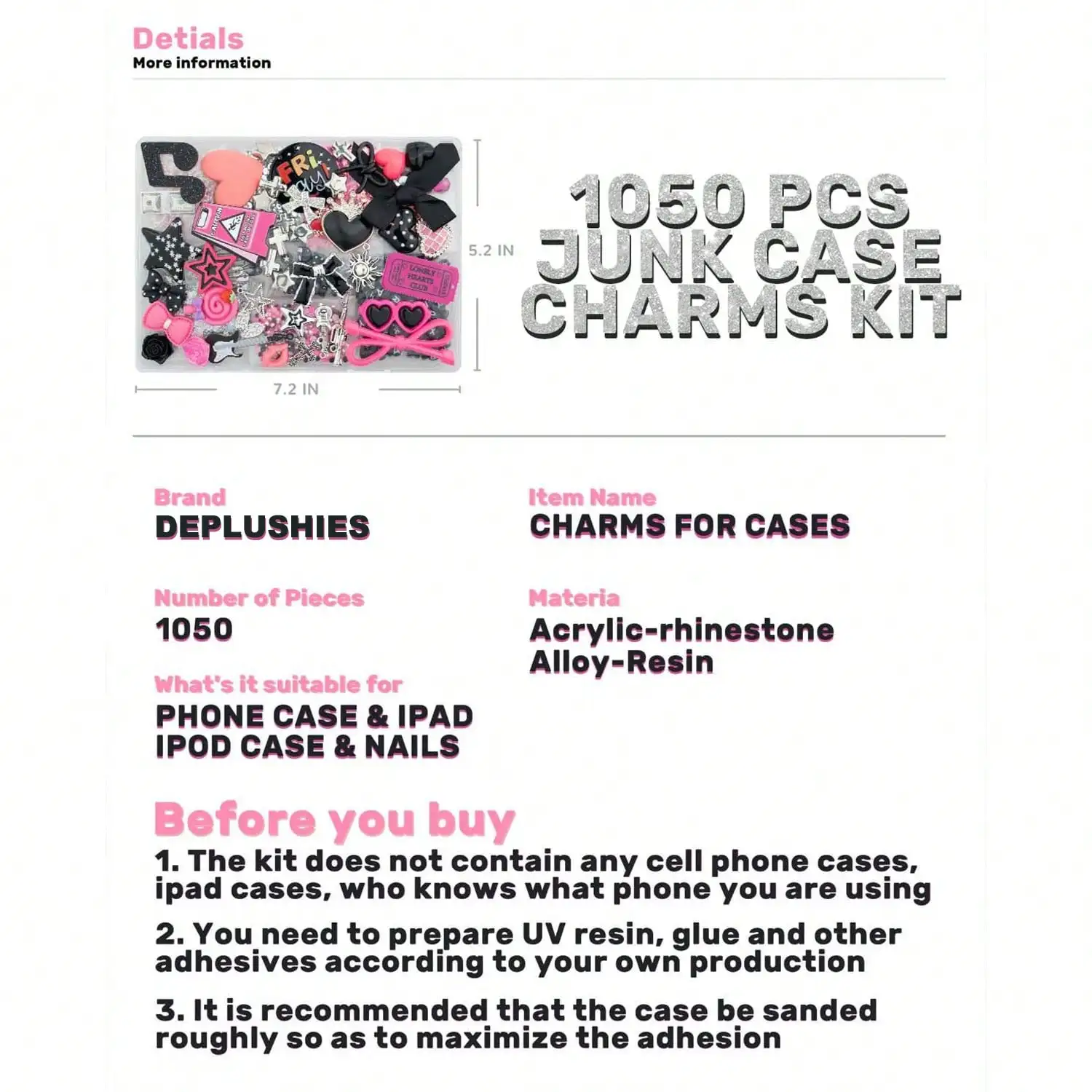 1050개 재활용 폰케이스 참 장식 키트, 케이스 커스 - Phone Accessories Kit 리뷰 및 가격