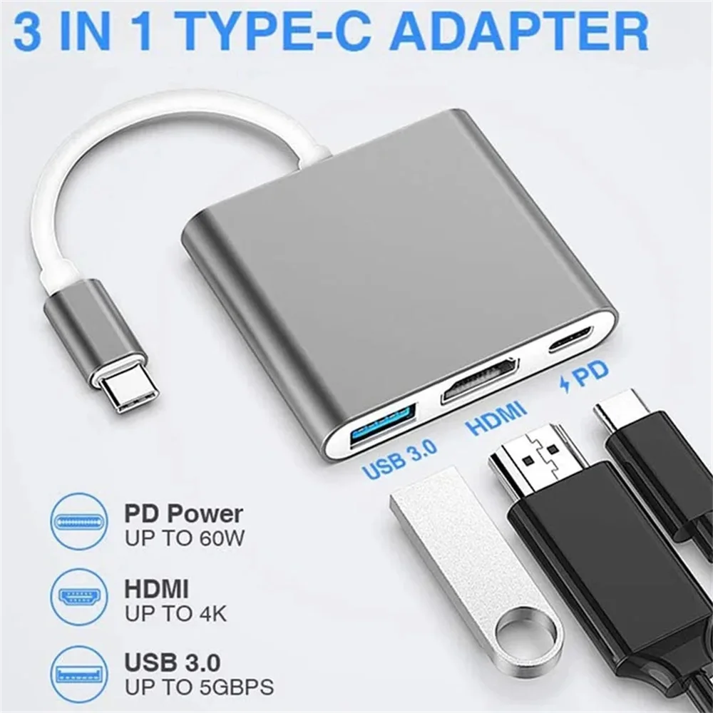 USB C 허브 3-in-1 멀티포트 어댑터, 4K H - Hdmi Phone Adapter 리뷰 및 가격