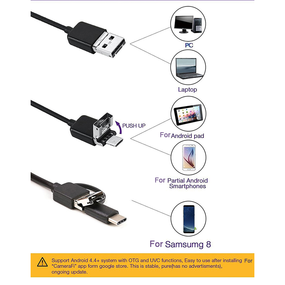 휴대 전화 용 내시경 카메라 소프트 와이어 USB 미니 - Phone Accessories Android 리뷰 및 가격