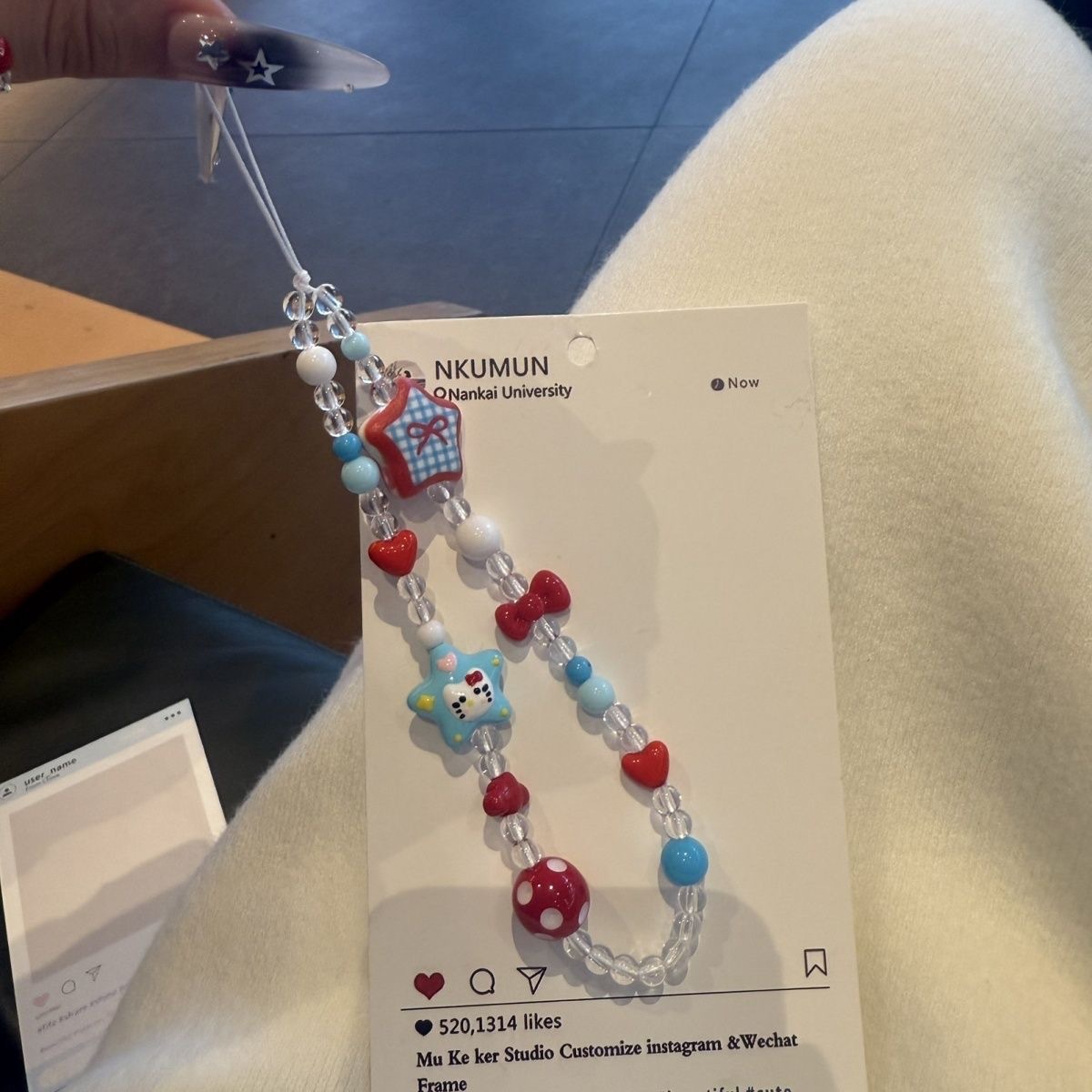 귀여운 INS 스타일 헬로키티 비즈 키링 플래드 스타  - Phone Accessories Beads 리뷰 및 가격
